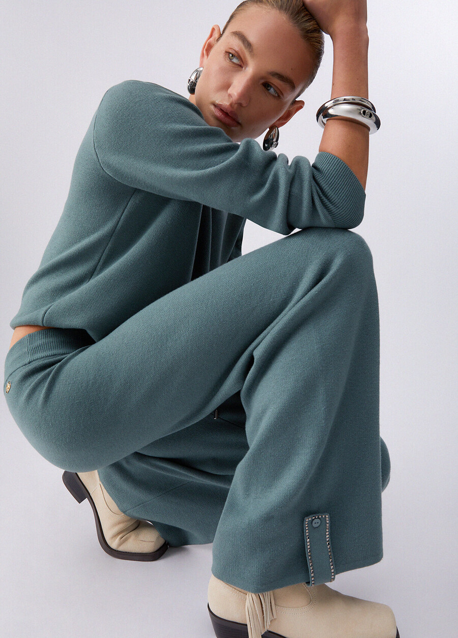 pantalon tricoté avec perles