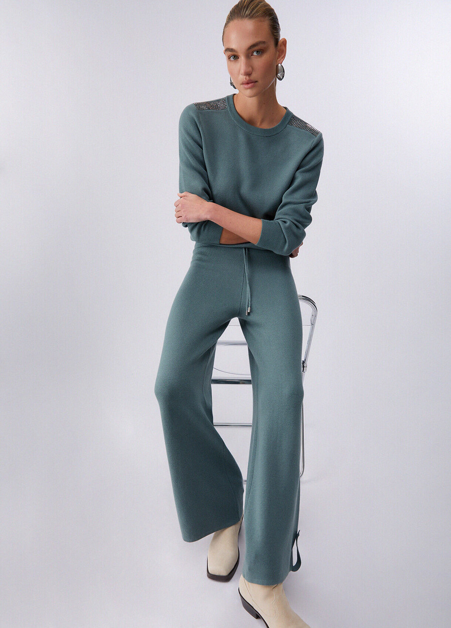 pantalon tricoté avec perles