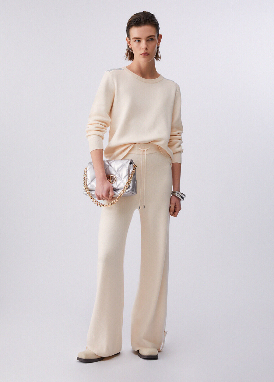 pantalon tricoté avec perles