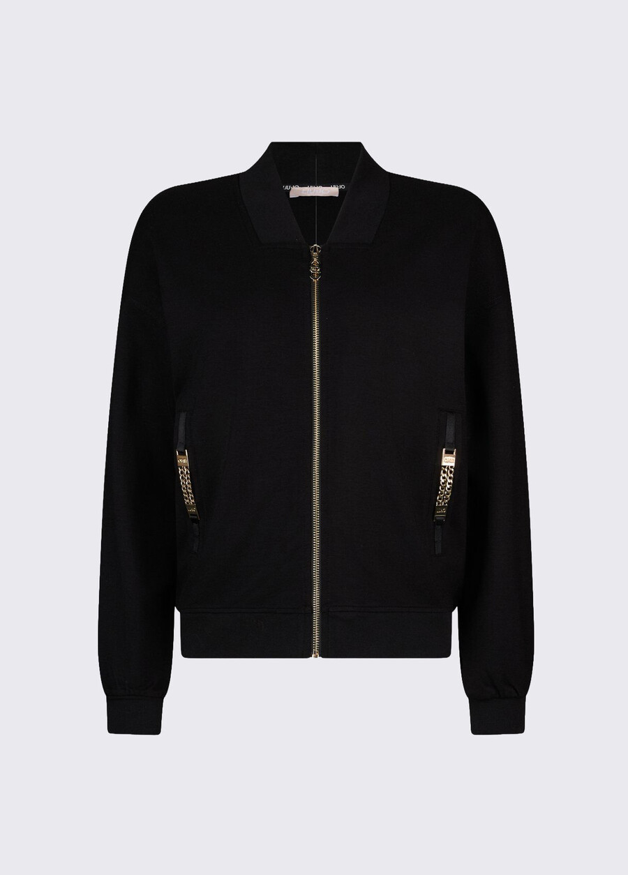 sweat-shirt avec fermeture éclair et détails de chaîne