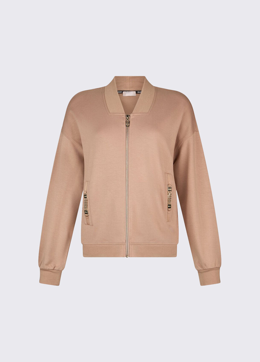 sweat-shirt avec fermeture éclair et détails de chaîne