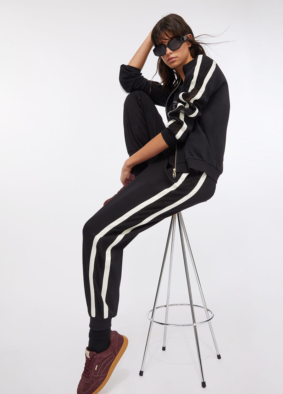 pantalon de jogging en peluche avec dentelle