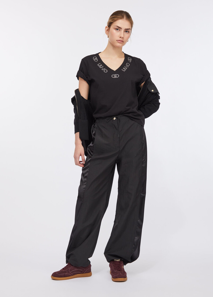 pantalon de jogging en nylon et satin