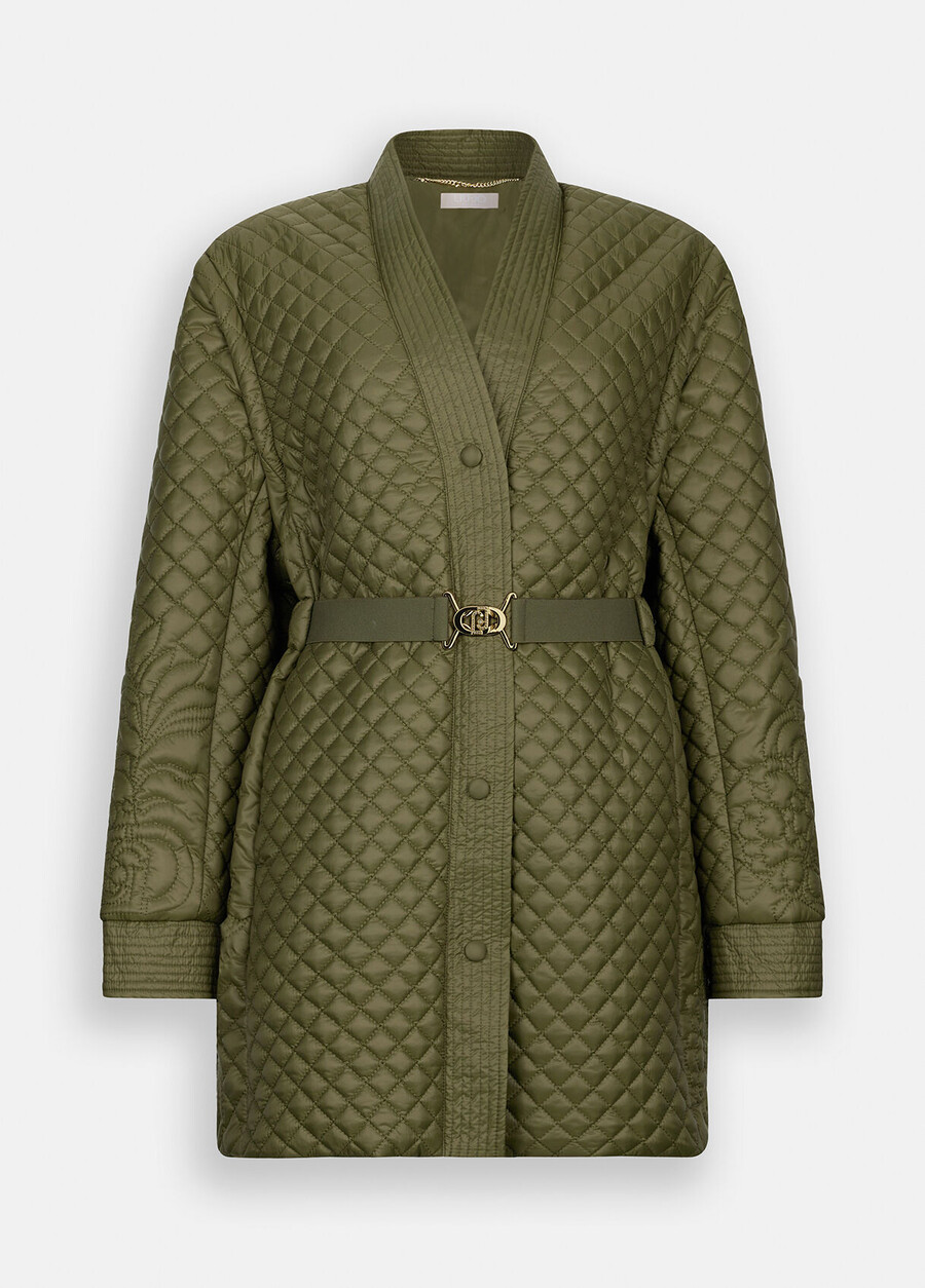 manteau matelassé en nylon avec ceinture