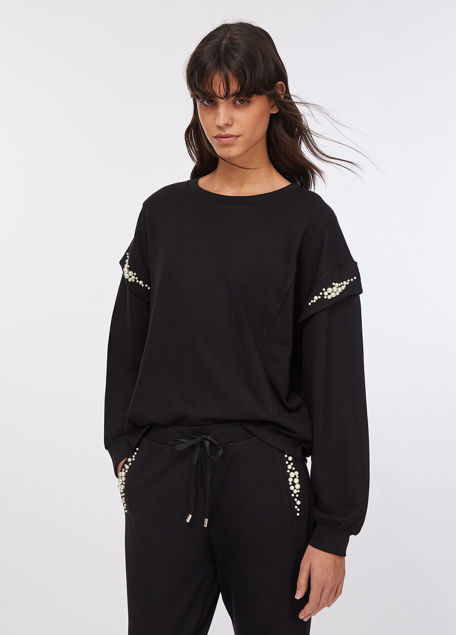 sweat-shirt à maxi perles