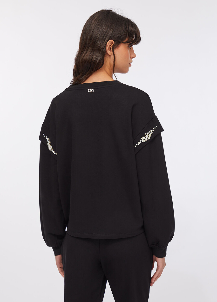 sweat-shirt à maxi perles