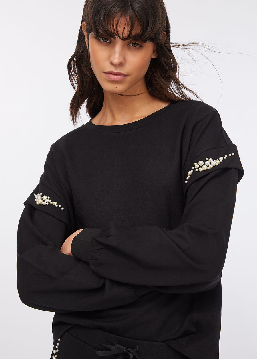 sweat-shirt à maxi perles