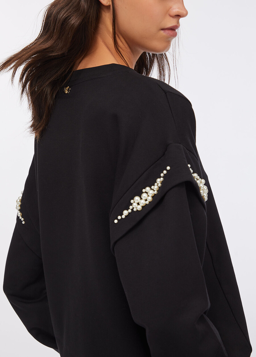 sweat-shirt à maxi perles