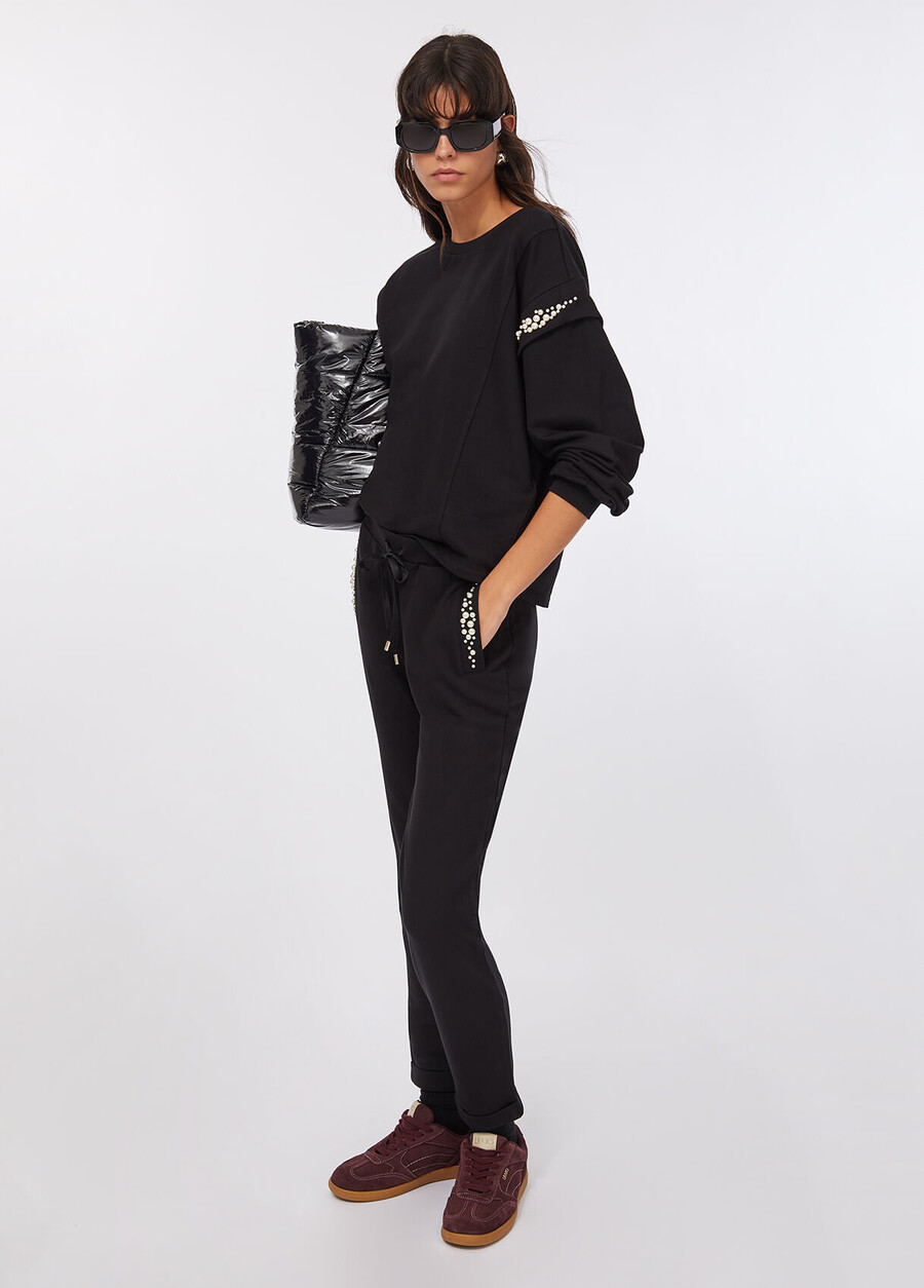 sweat-shirt à maxi perles