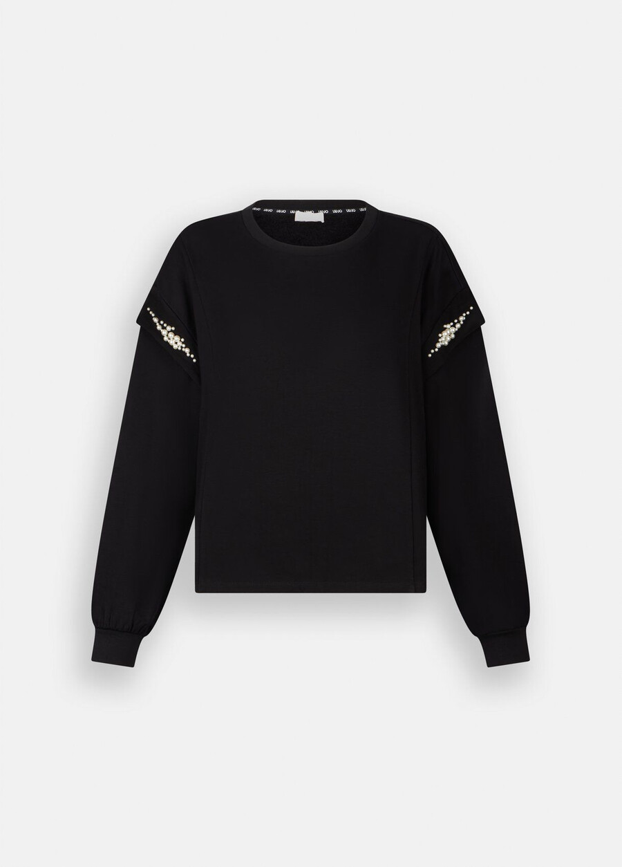 sweat-shirt à maxi perles