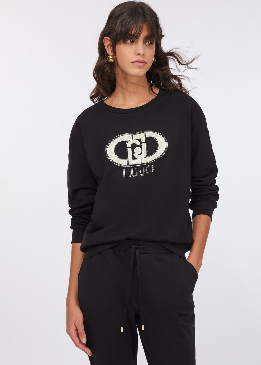 sweat-shirt à maxi perles