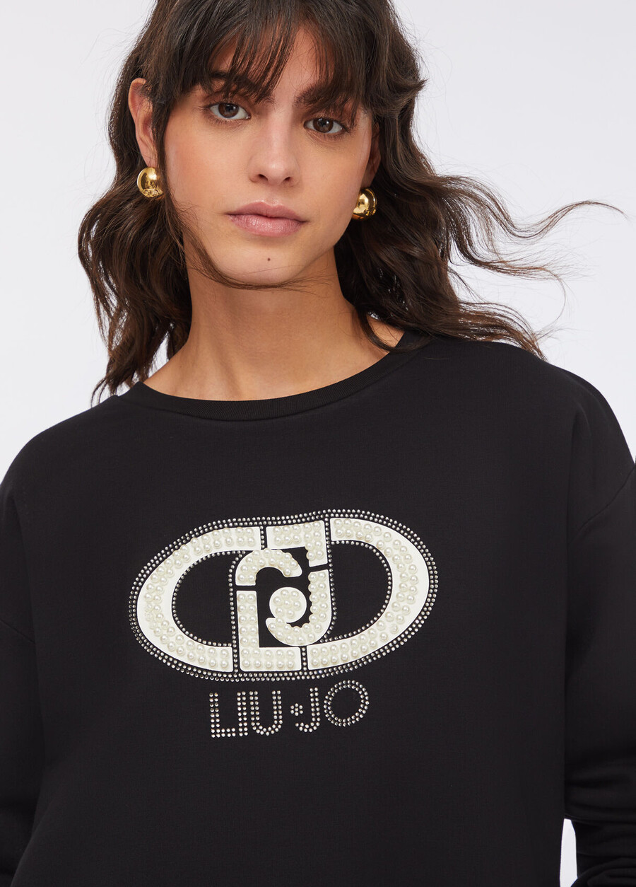 sweat-shirt à maxi perles