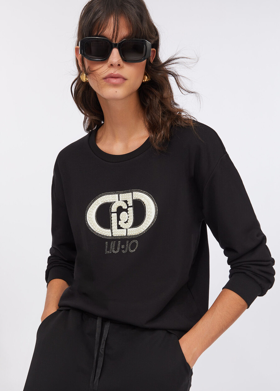 sweat-shirt à maxi perles