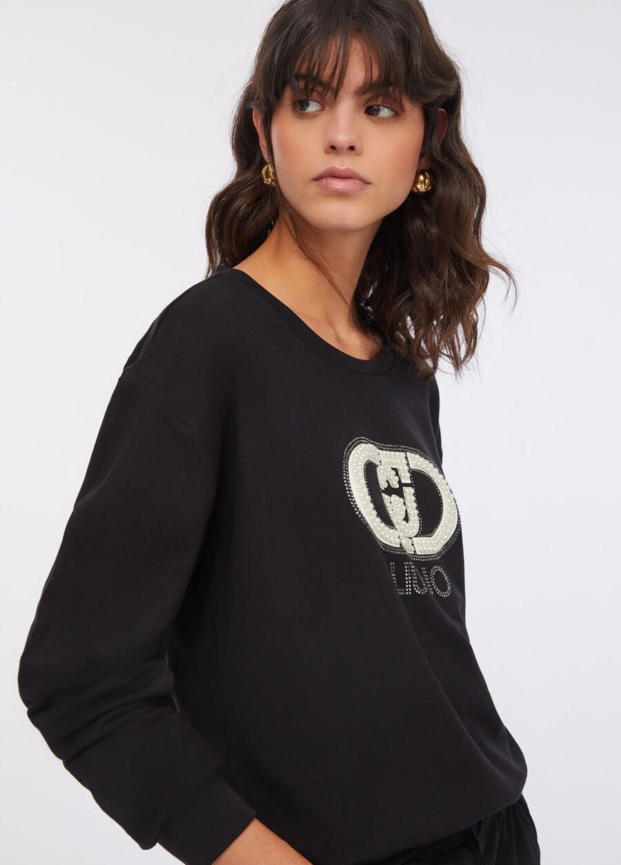 sweat-shirt à maxi perles