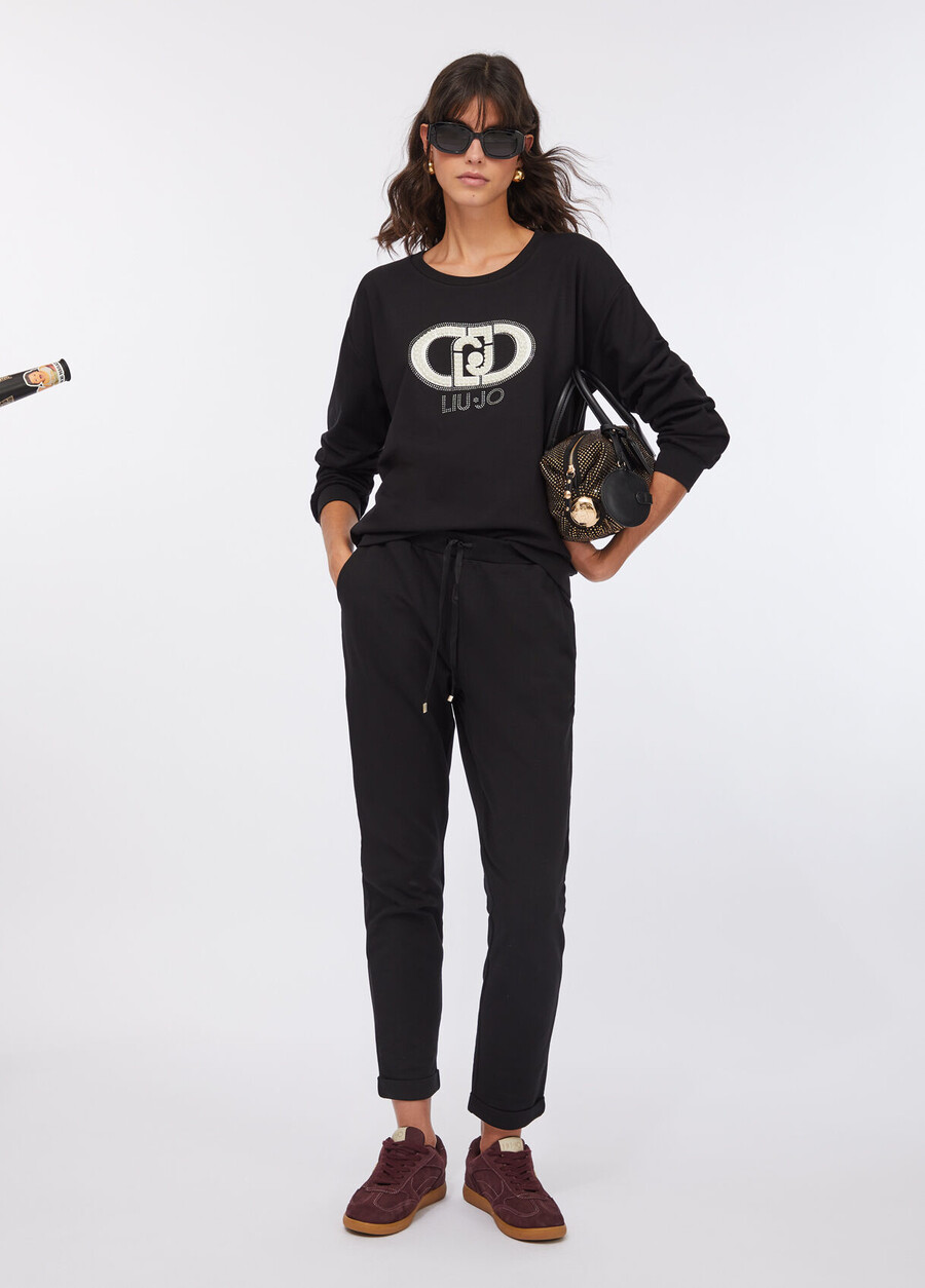 sweat-shirt à maxi perles
