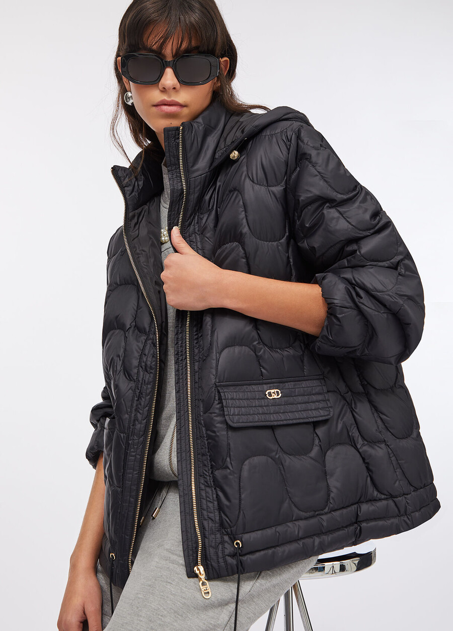 manteau court en nylon matelassé