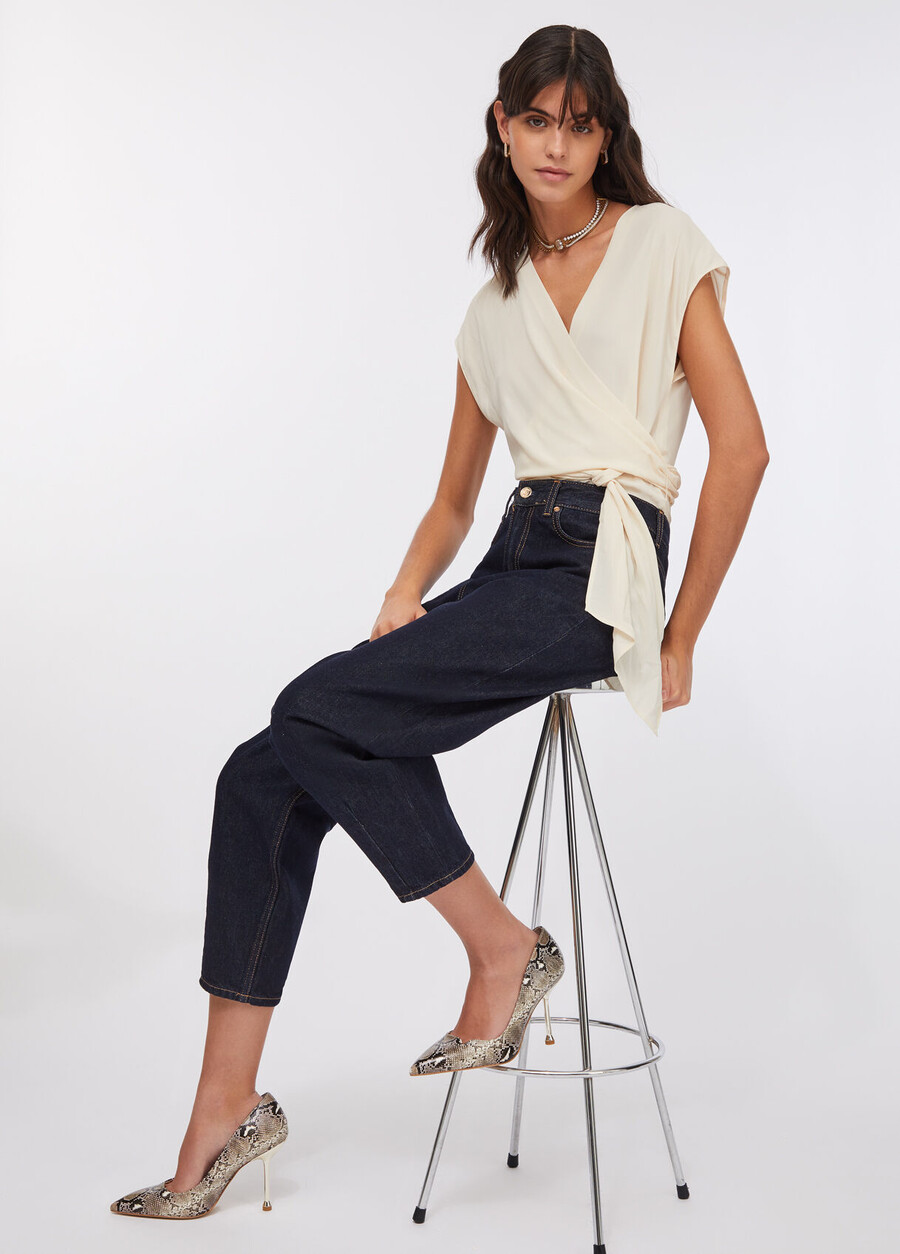 jean court taille haute