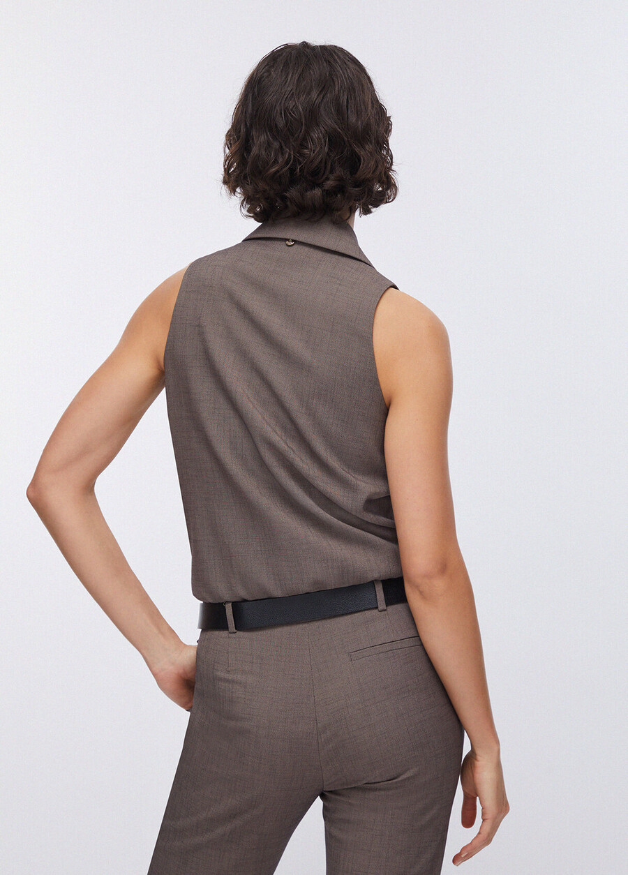 body sans manches en tissu mélange