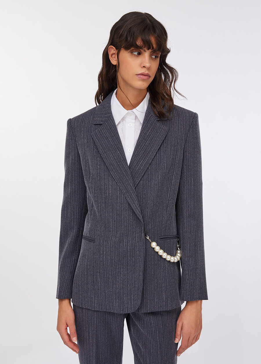 blazer en flanelle à fines rayures