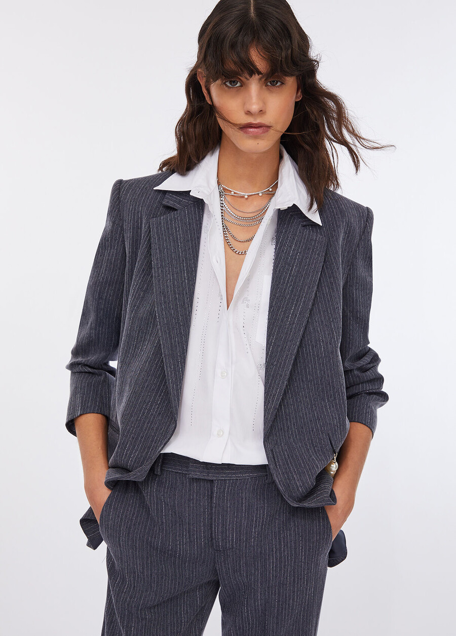 blazer en flanelle à fines rayures