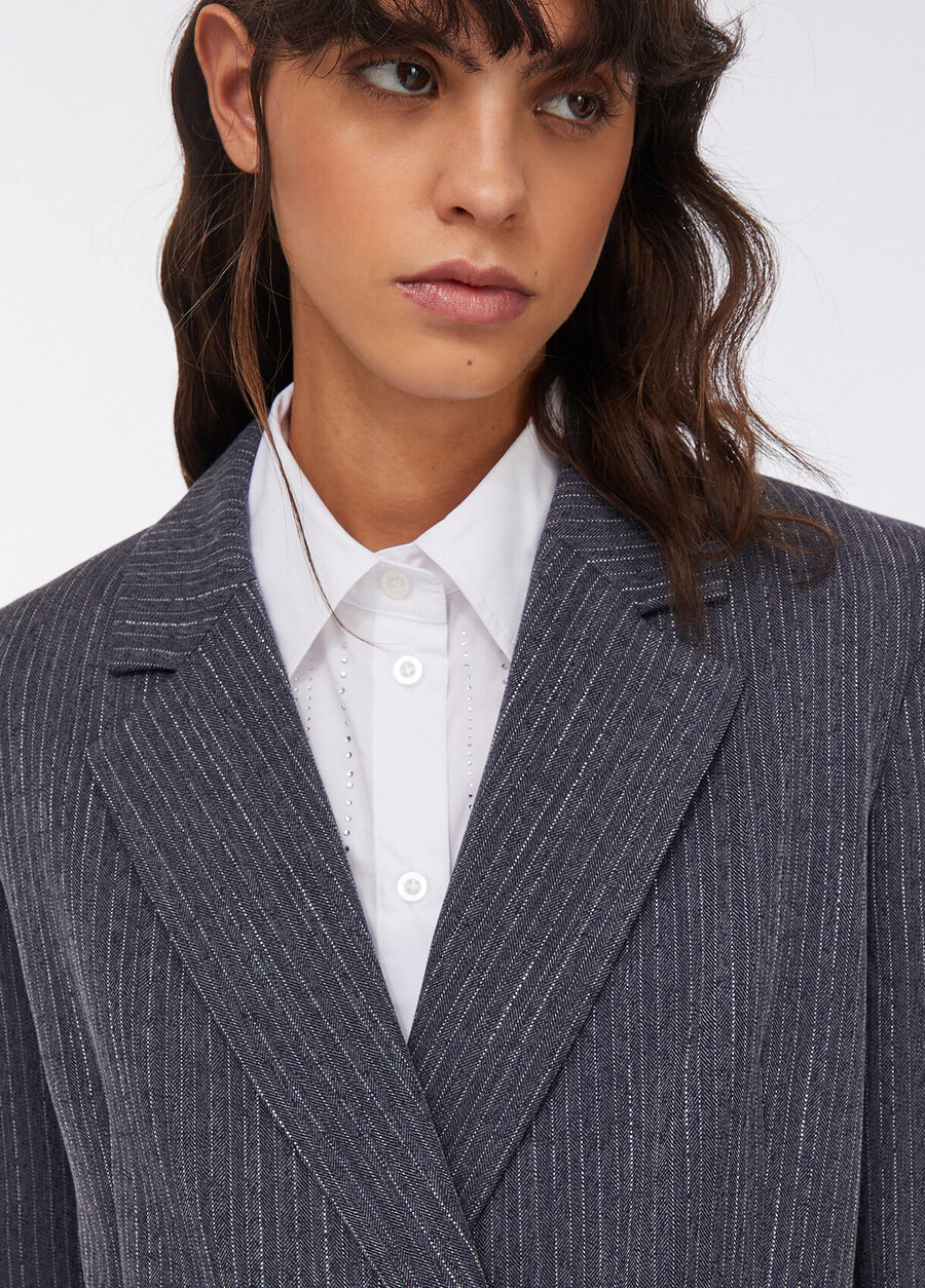 blazer en flanelle à fines rayures