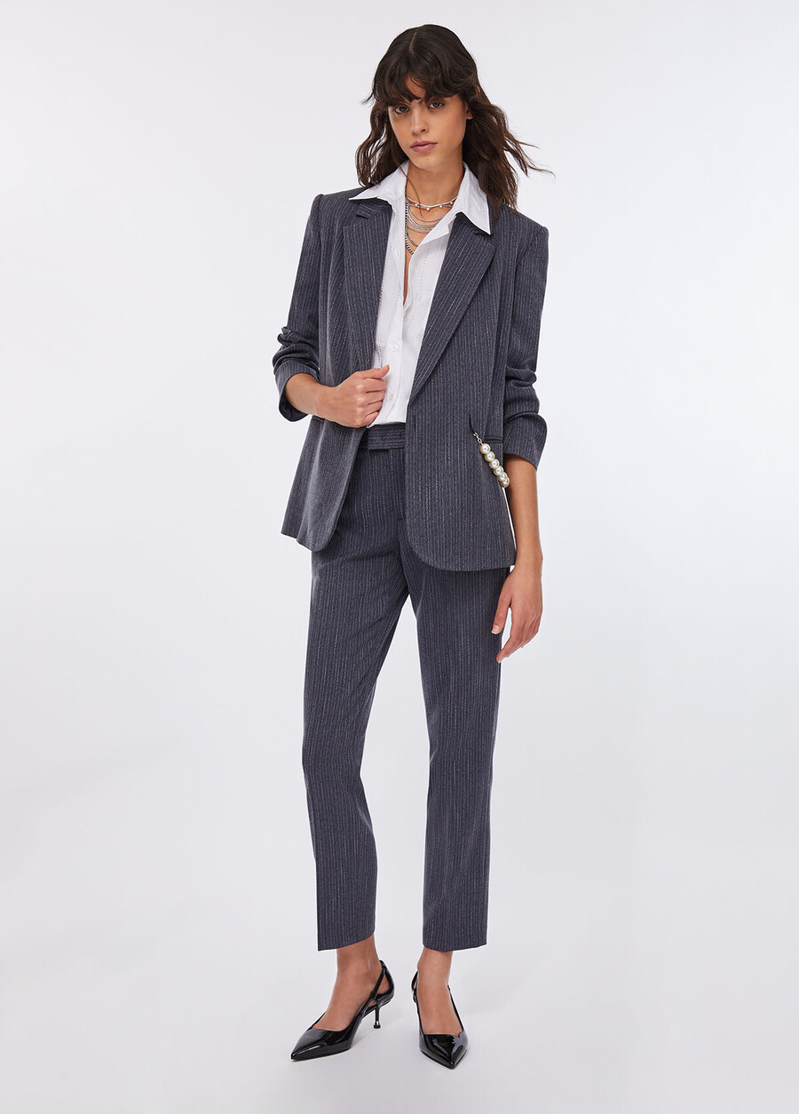 blazer en flanelle à fines rayures