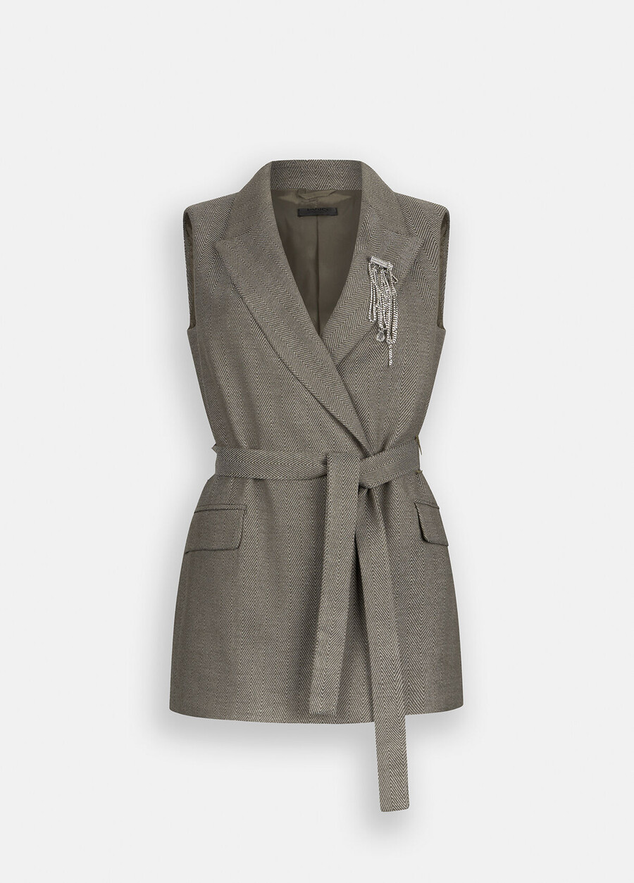 gilet à chevrons avec ceinture