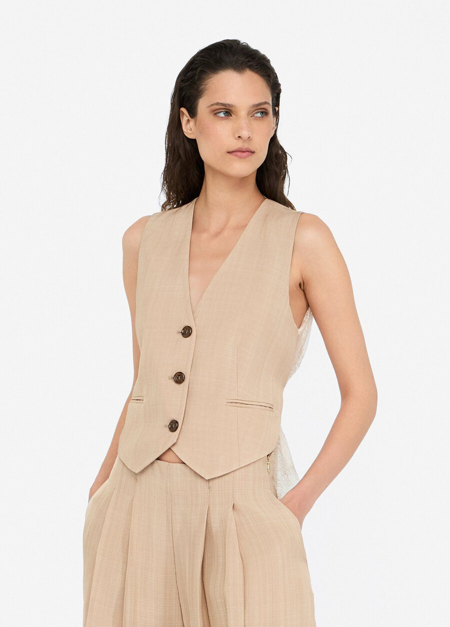 gilet avec détails en dentelle
