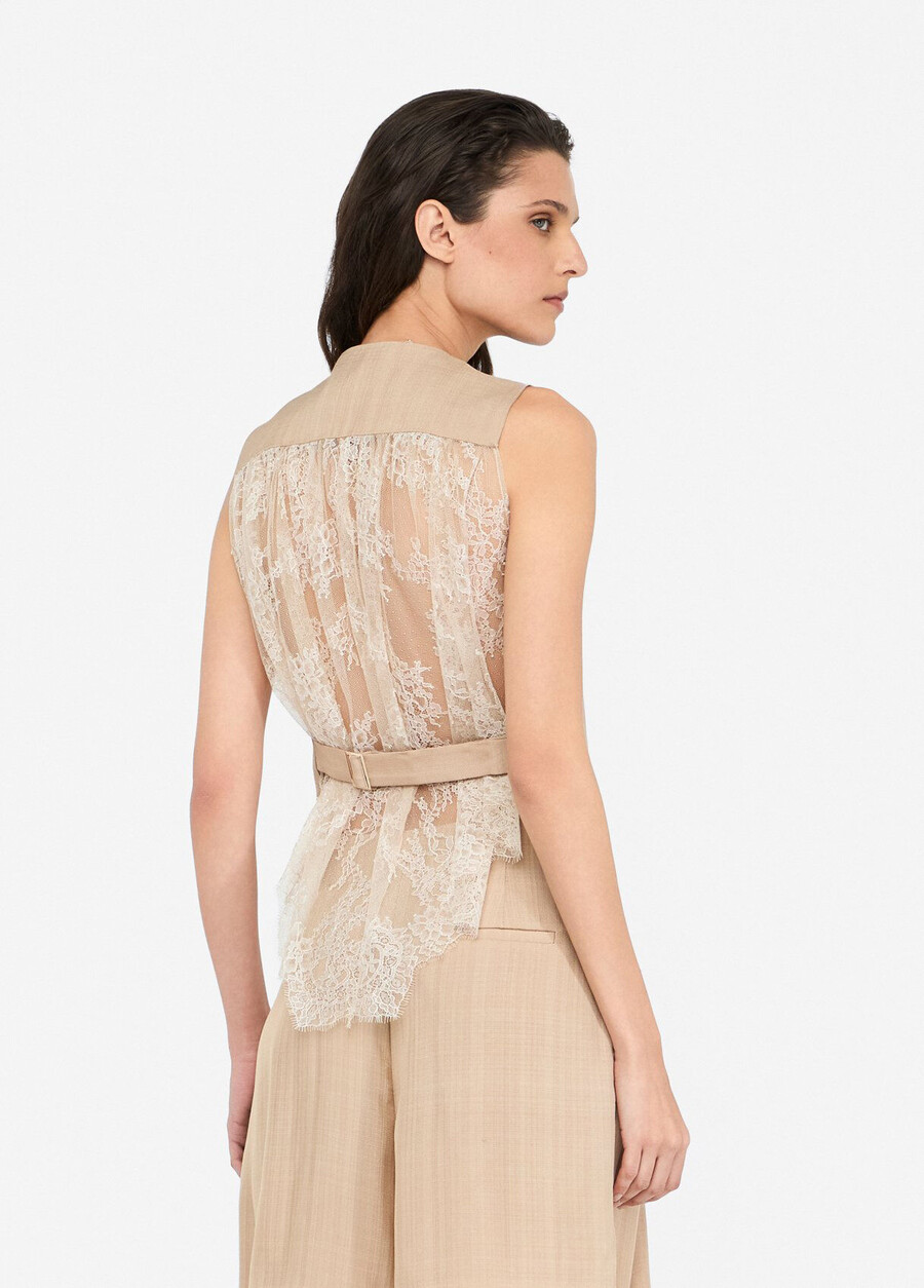gilet avec détails en dentelle