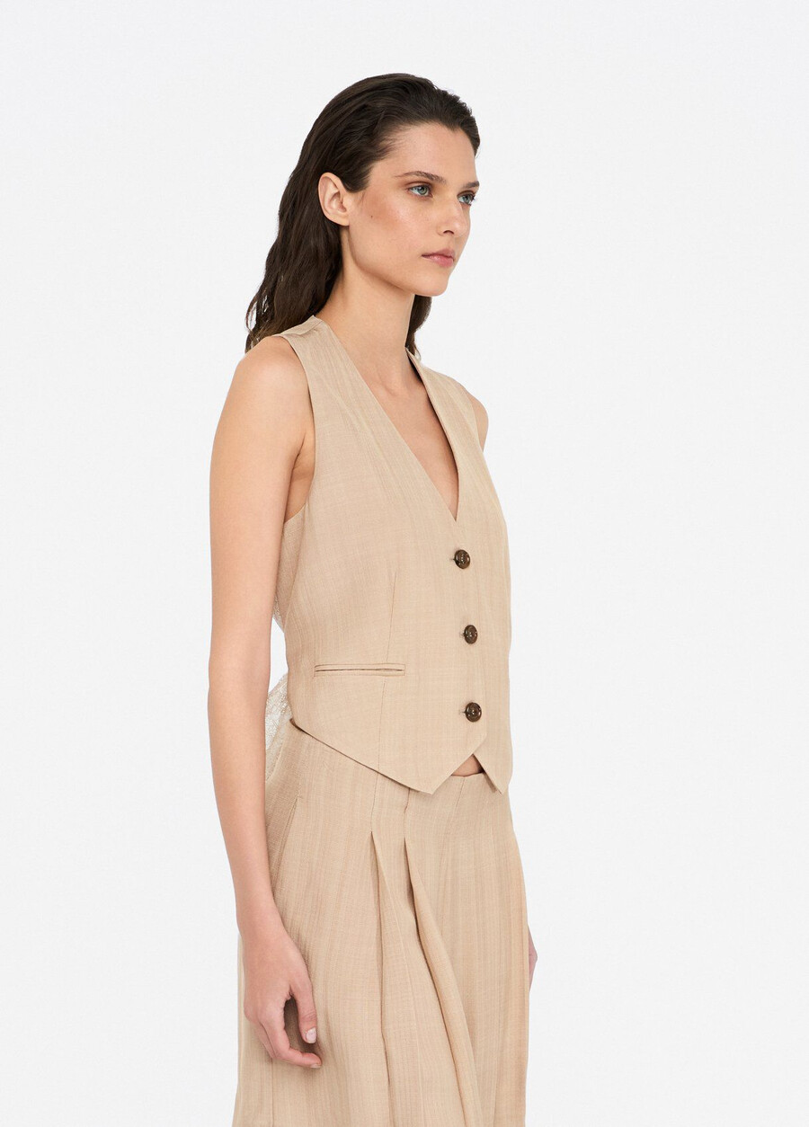 gilet avec détails en dentelle
