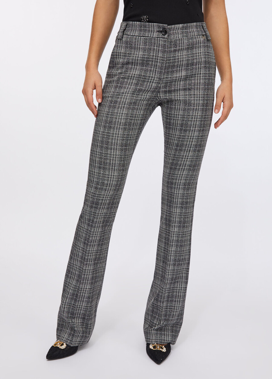 pantalon évasé à carreaux prince de galles