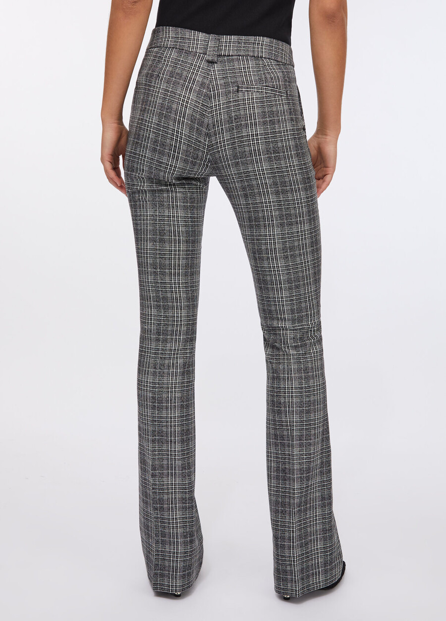 pantalon évasé à carreaux prince de galles