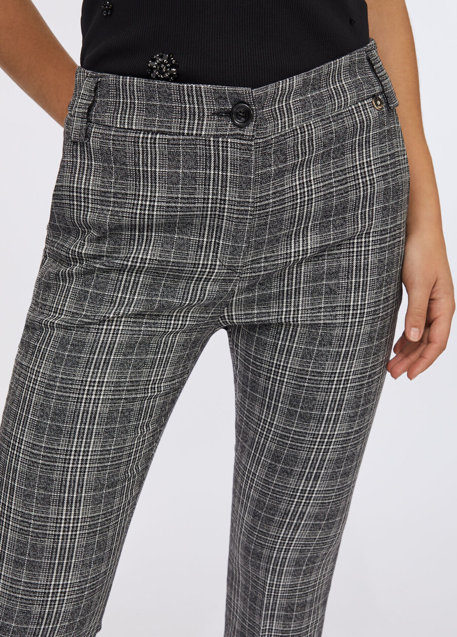 pantalon évasé à carreaux prince de galles