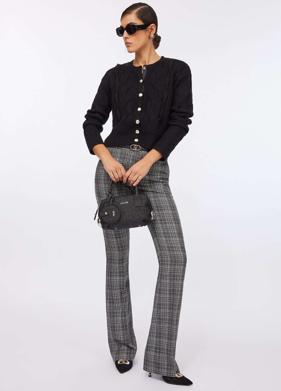 pantalon évasé à carreaux prince de galles