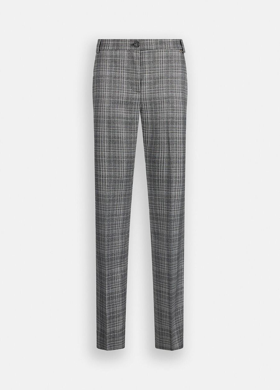 pantalon évasé à carreaux prince de galles