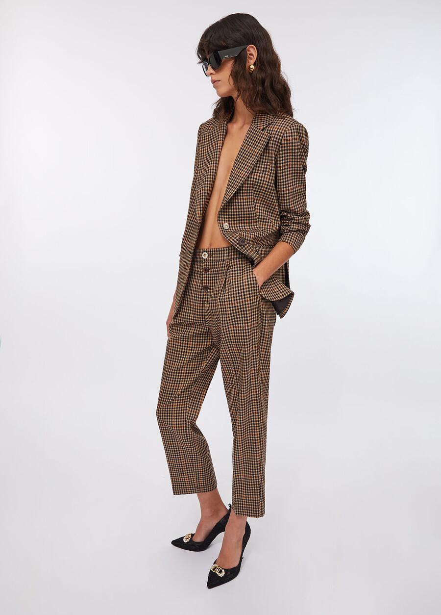 pantalon à carreaux avec pinces