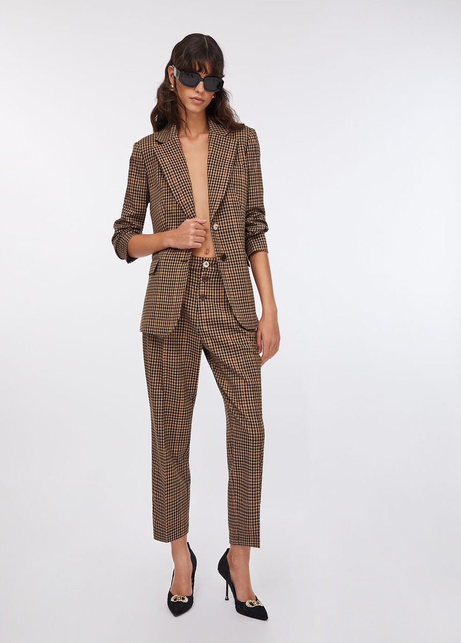 pantalon à carreaux avec pinces