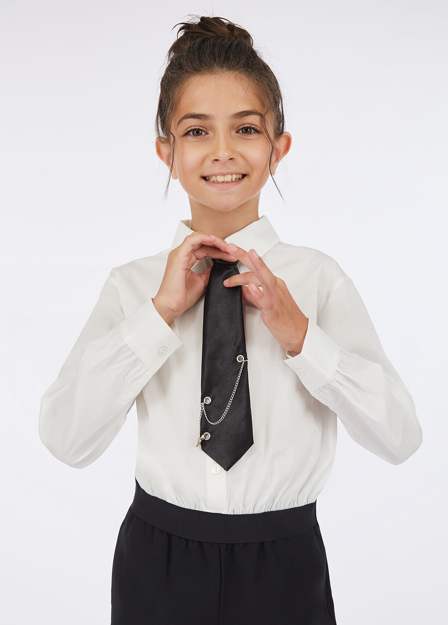 chemise rayée en coton avec cravate