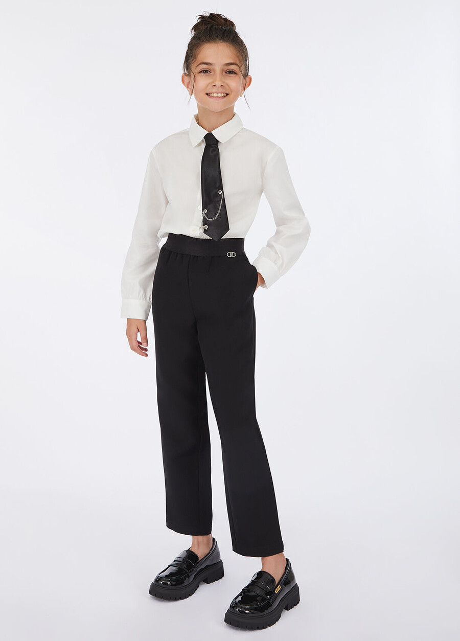 chemise rayée en coton avec cravate