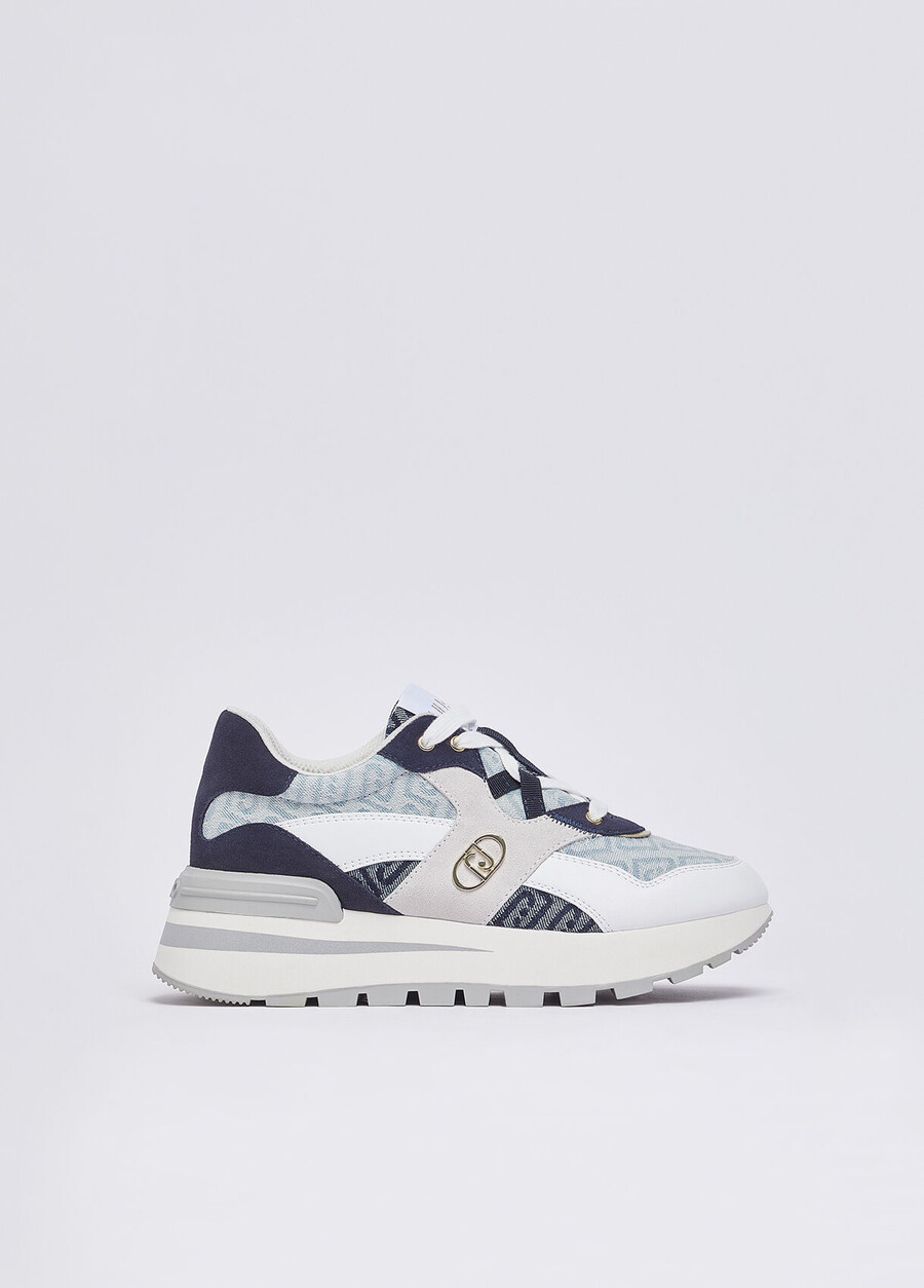 baskets à plateforme en denim jacquard