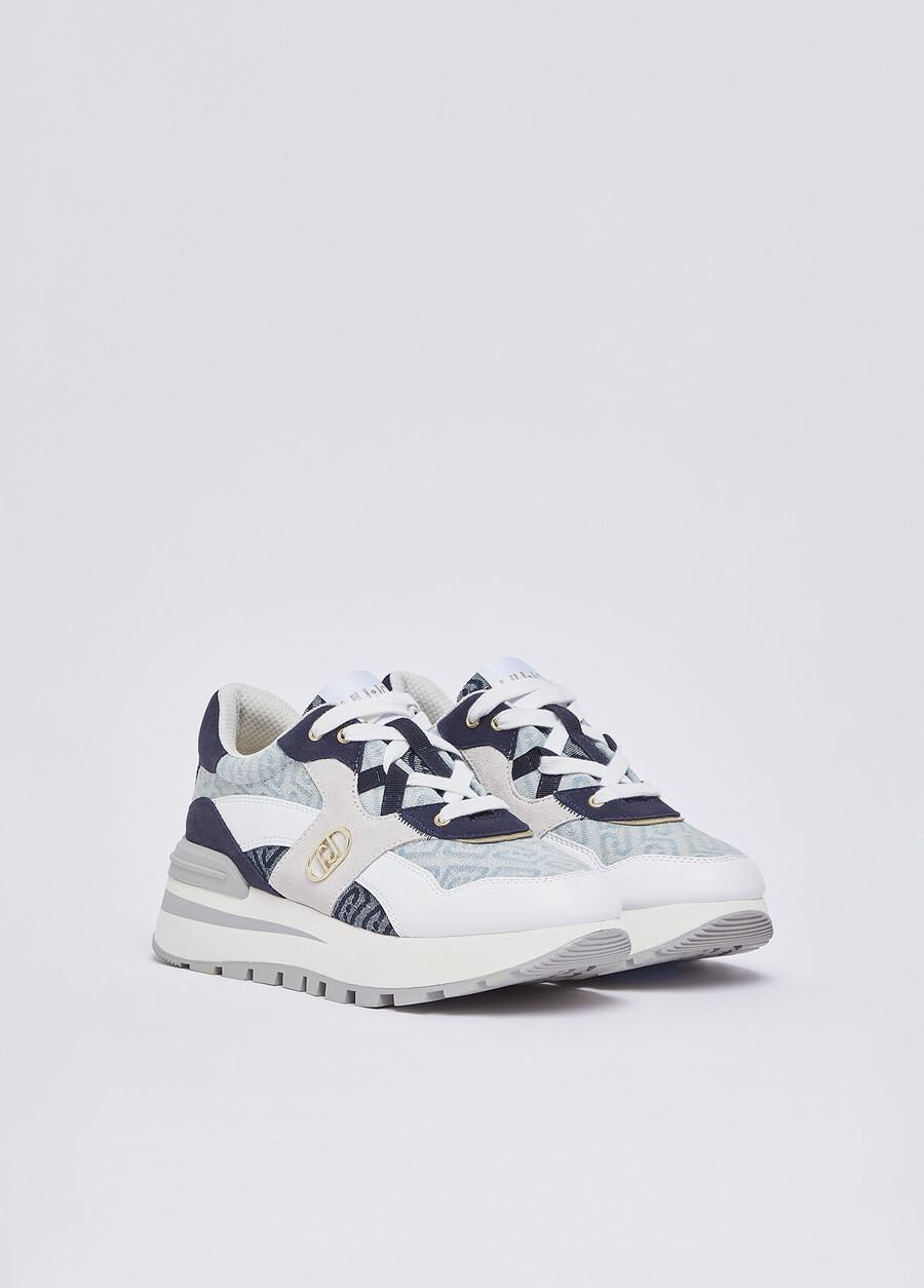 baskets à plateforme en denim jacquard