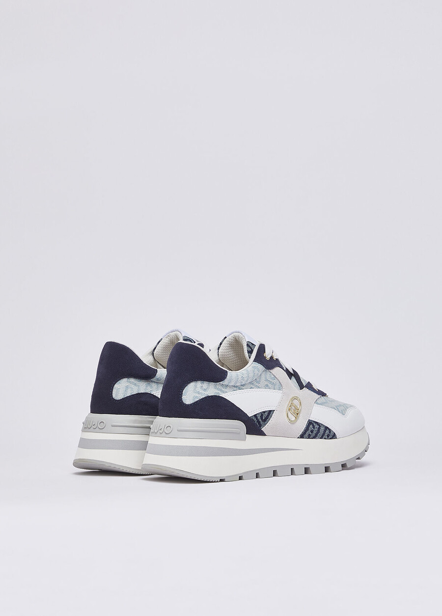 baskets à plateforme en denim jacquard
