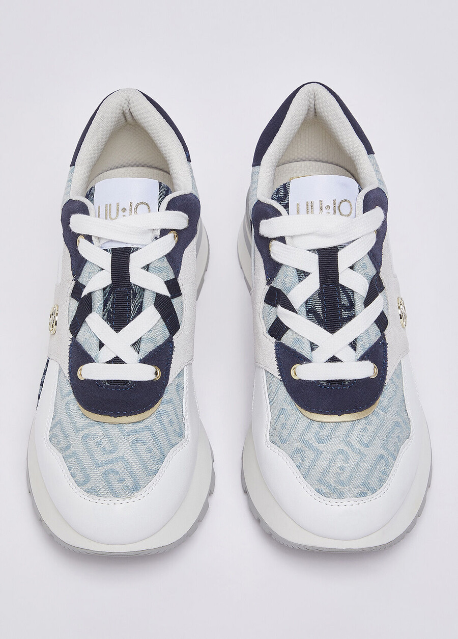 baskets à plateforme en denim jacquard