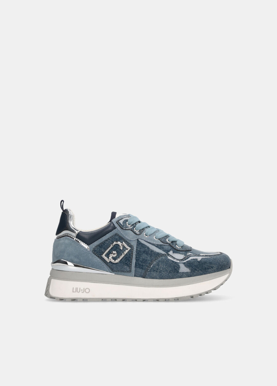 baskets à plateforme en denim brillant
