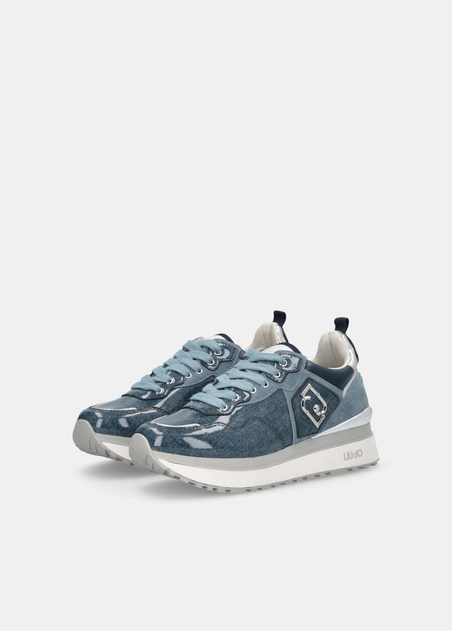 baskets à plateforme en denim brillant