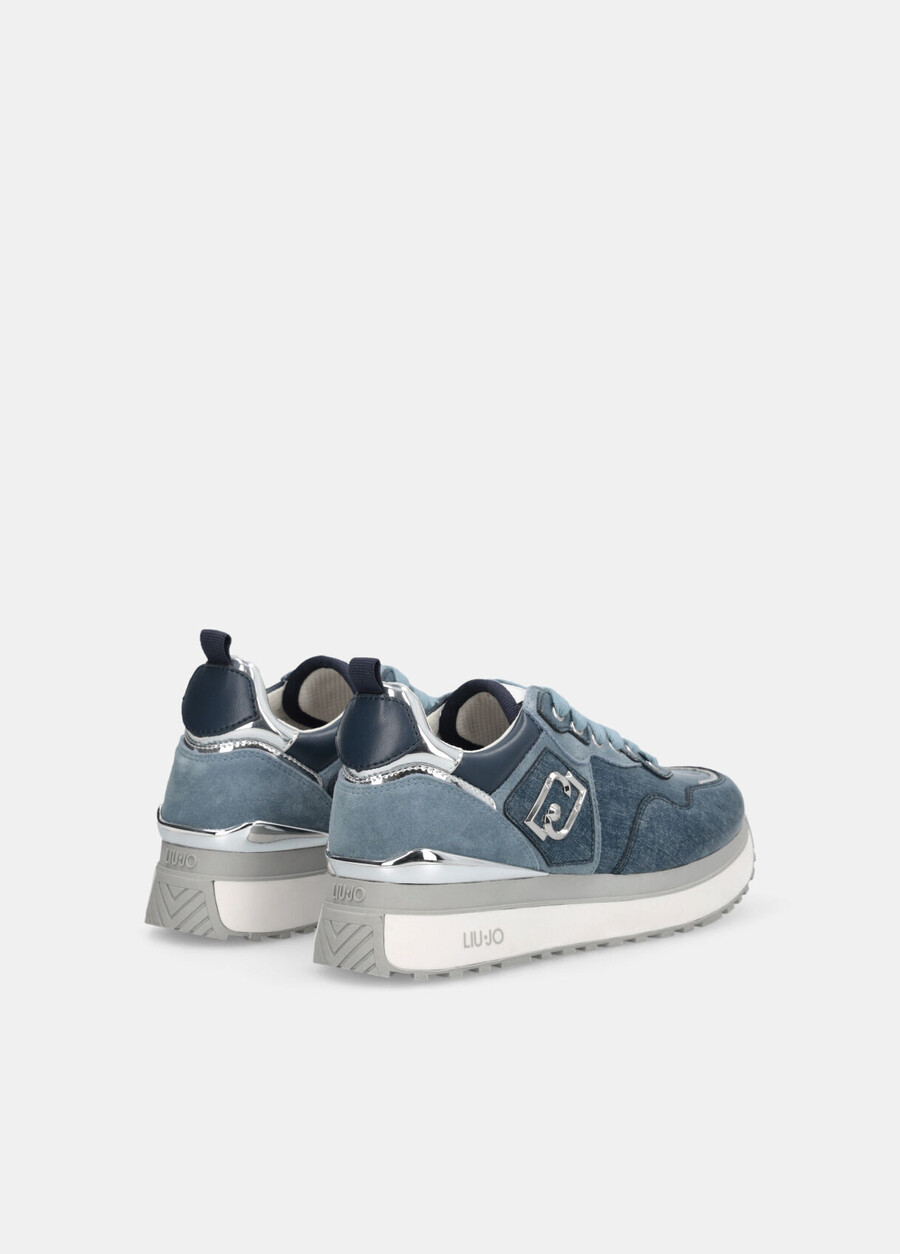 baskets à plateforme en denim brillant