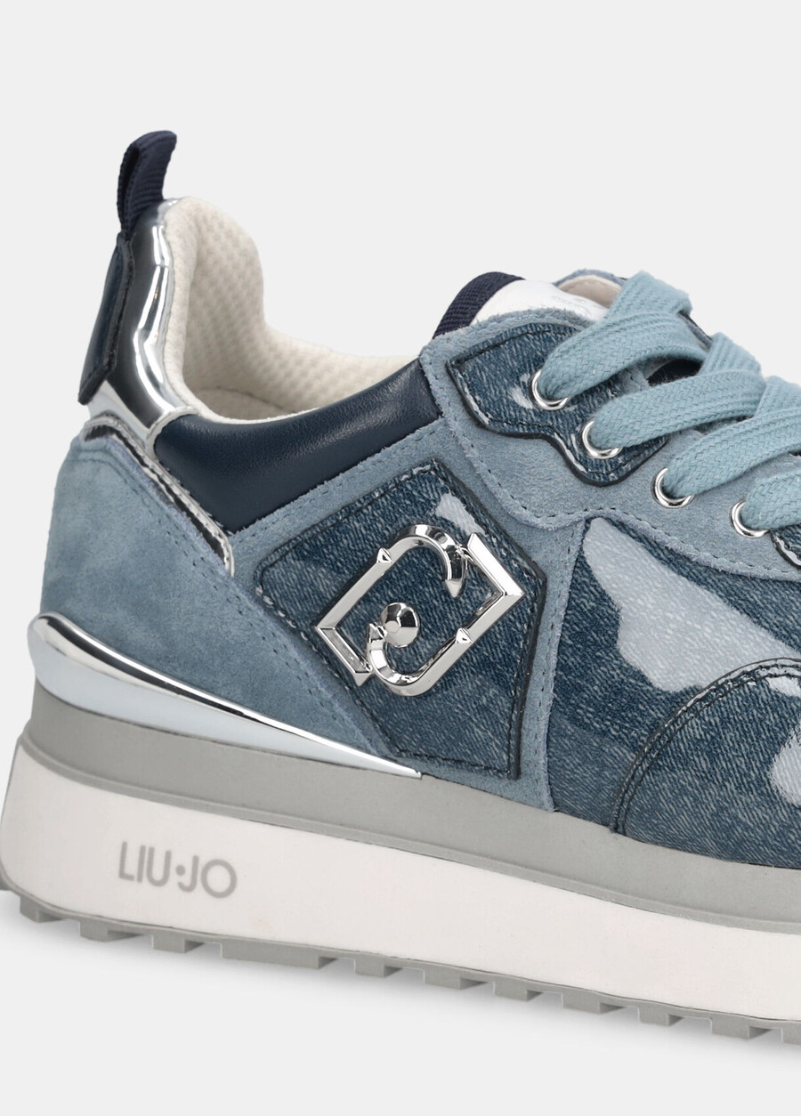 baskets à plateforme en denim brillant