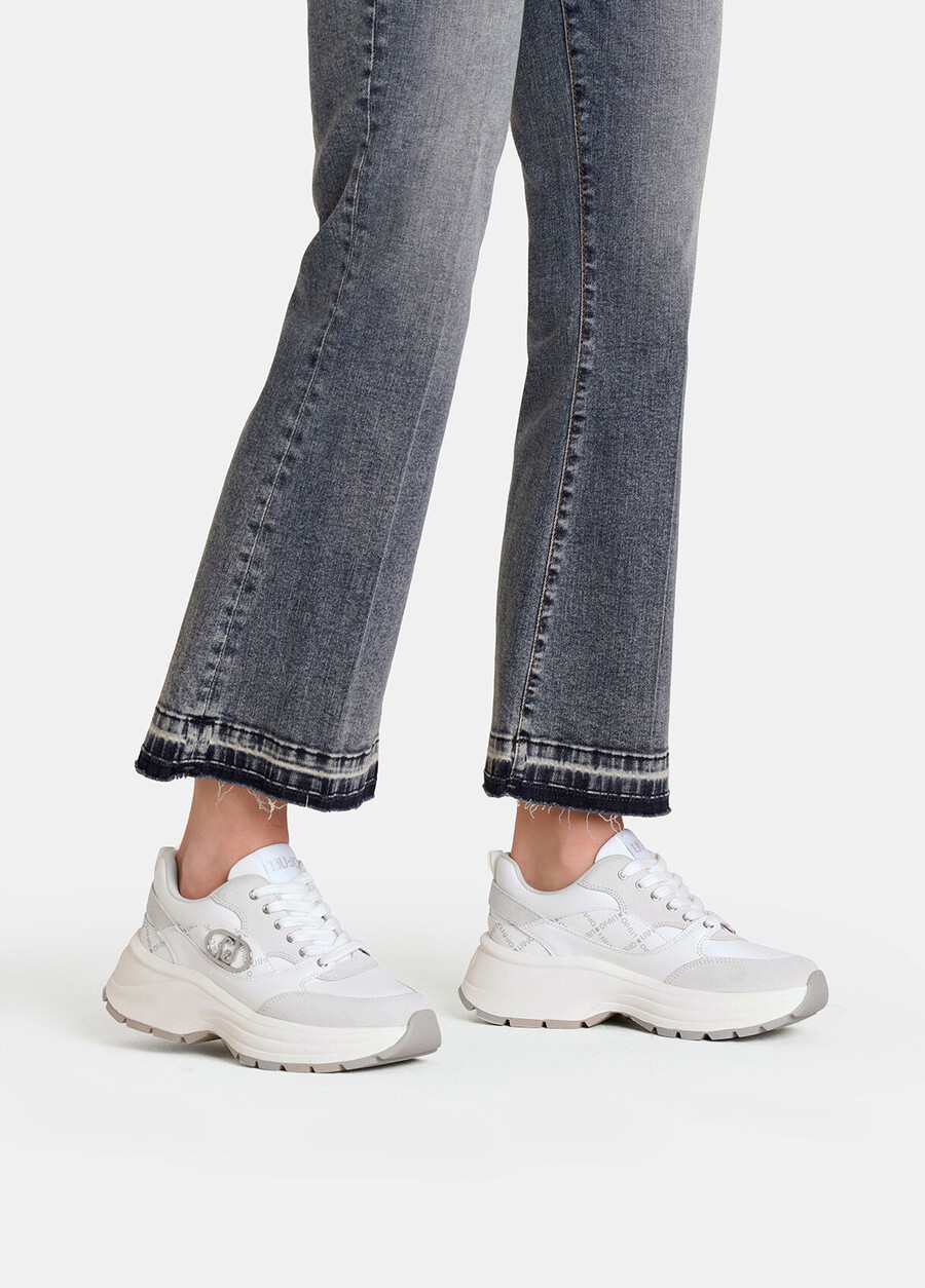 baskets en daim et cuir