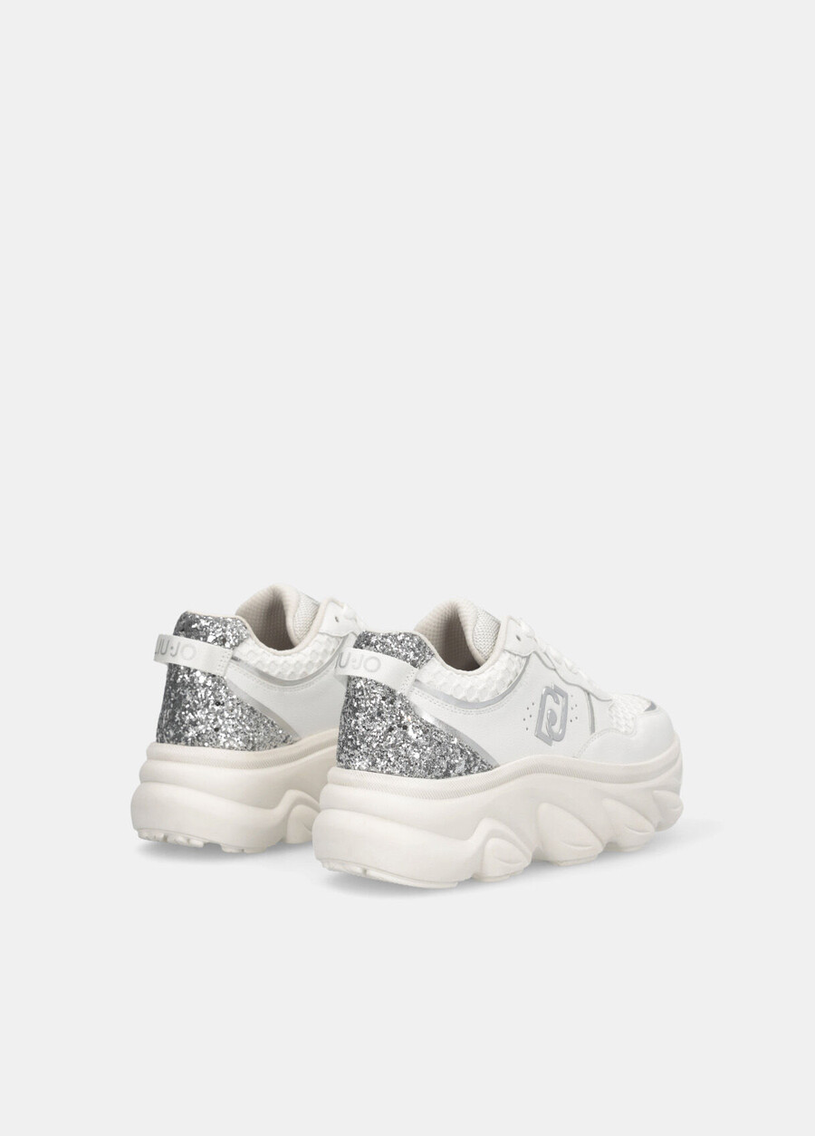 baskets en cuir épais et à paillettes
