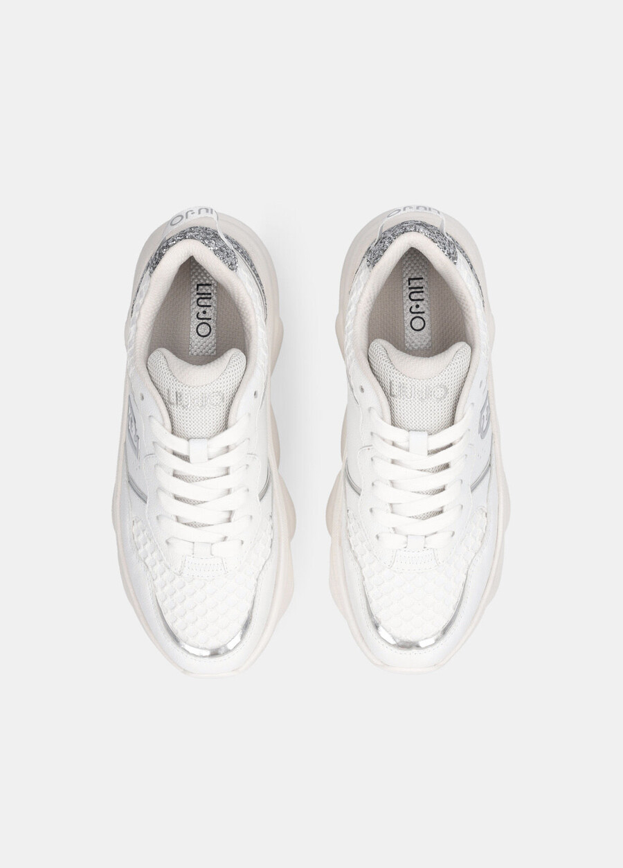 baskets en cuir épais et à paillettes